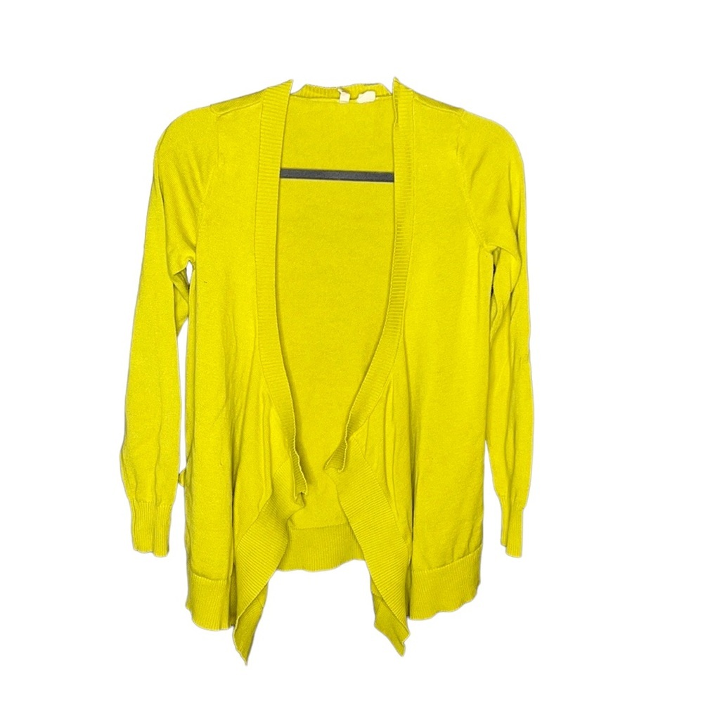 Moth Anthropologie V-Neck Wrap‎ Cardigan Sweater Tunic Yellow-Green Size S